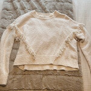 Madewell Cream Fringe Sweater